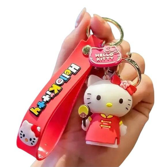 Hello Kitty 3D Keychain Bag Charm Accessory Wristlet - Picture 1 of 1